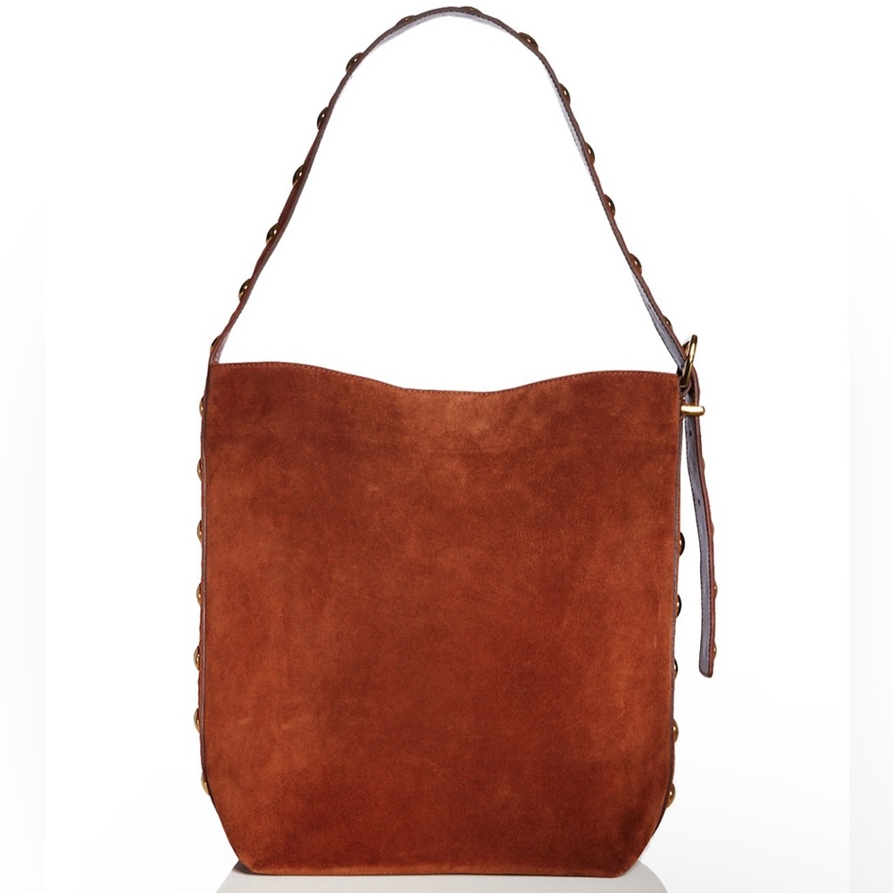 MADEWELL The Essentials Studded Suede Bucket Tote. Soft Mahogany.